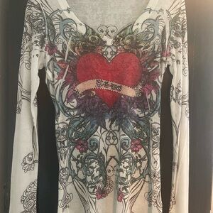 Artistic Heart Graphic Long Sleeve Top
